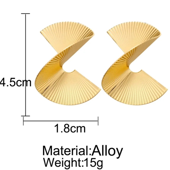 Helical Fan Gold Earrings - Picture 5 of 6